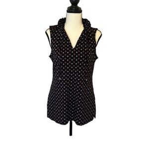Michael Kors Floral Print Sleeveless Blouse Top Black Size S NWT